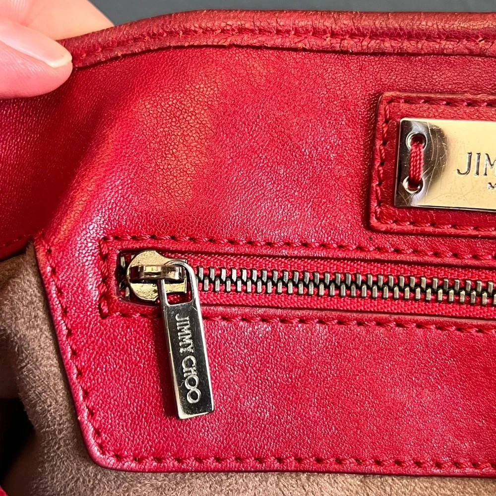Jimmy Choo Small Sofia Red Leather Star Studded Handbag - EXCELLENT CONDITION - Picture 10 of 16
